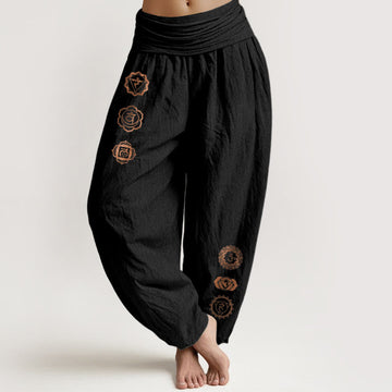 Tactile Cotton Chakra Print Mindful Women's Harem Pants