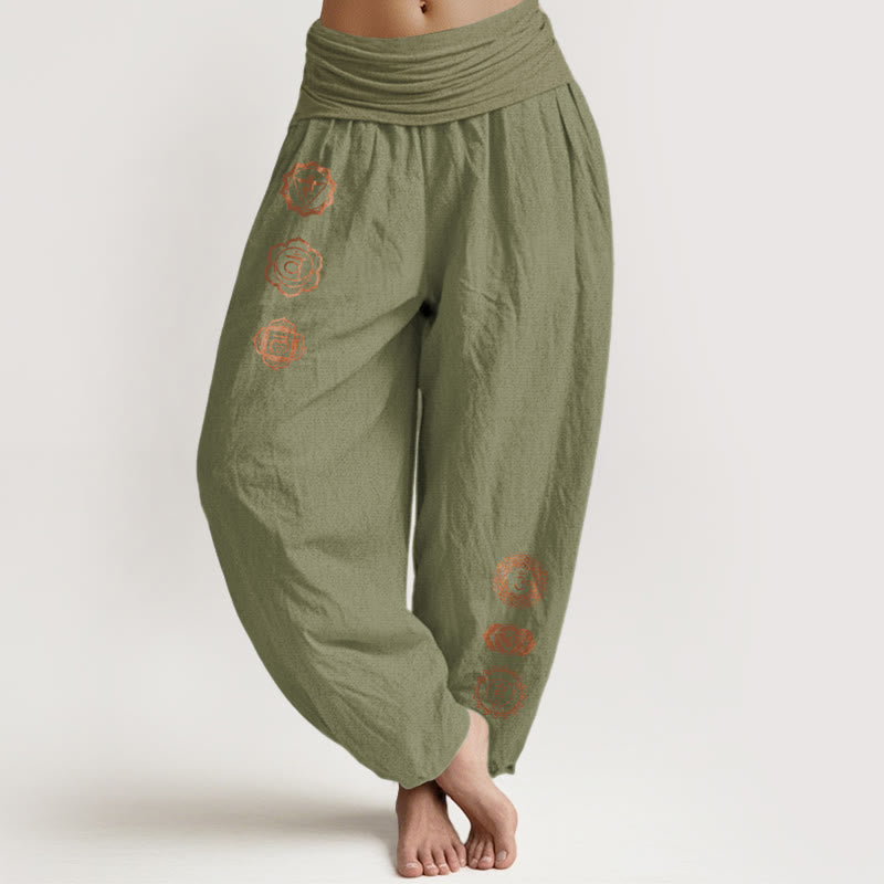 Tactile Cotton Chakra Print Mindful Women's Harem Pants