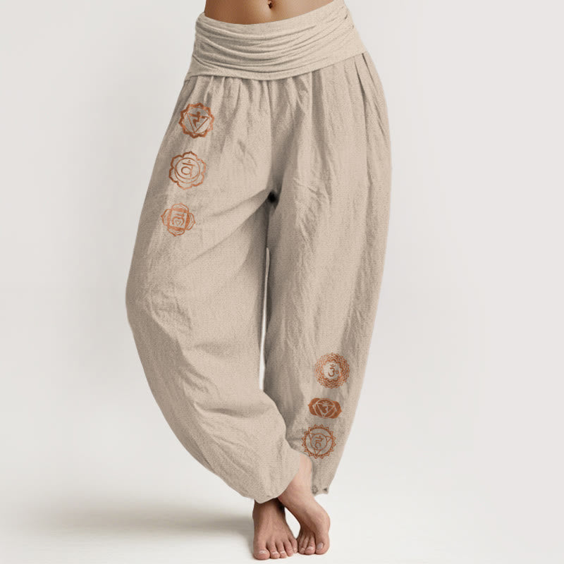 Tactile Cotton Chakra Print Mindful Women's Harem Pants