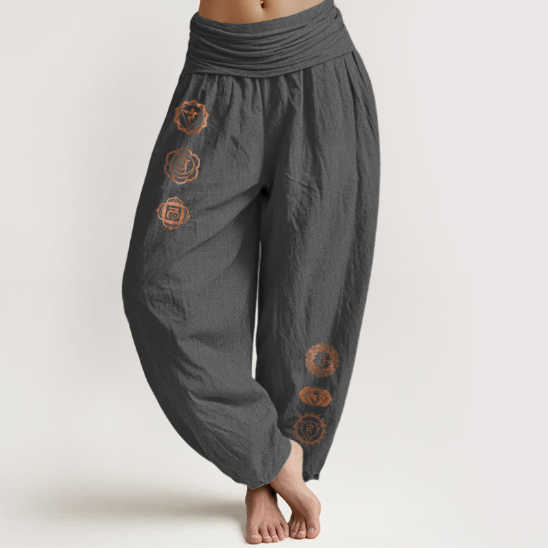 Tactile Cotton Chakra Print Mindful Women's Harem Pants