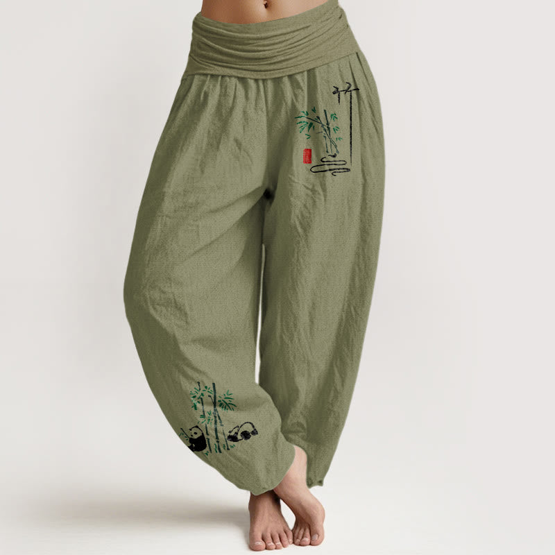 Pure Cotton Bamboo Print Mindful Movement Harem Pants