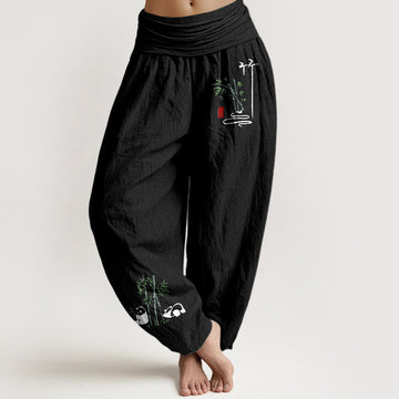 Pure Cotton Bamboo Print Mindful Movement Harem Pants
