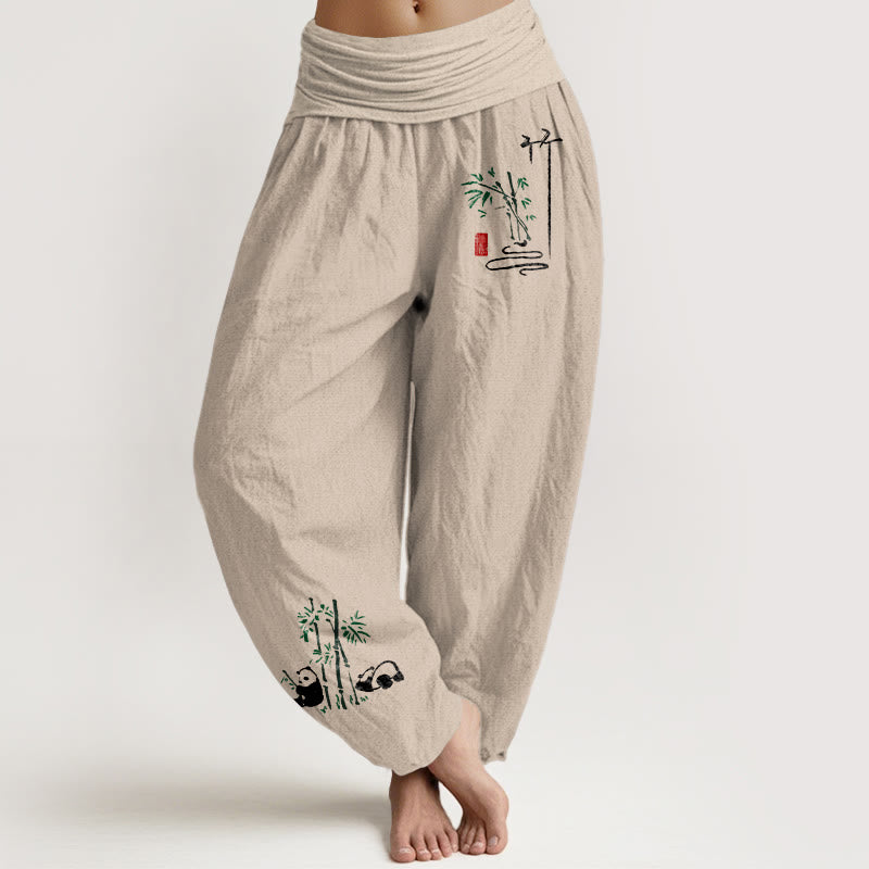 Pure Cotton Bamboo Print Mindful Movement Harem Pants