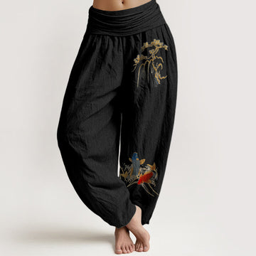 Pure Cotton Koi Pine Print Mindful Harem Pants