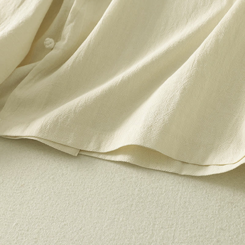 Cotton Asymmetrical Frog-Button Mindful Meditation Shirt