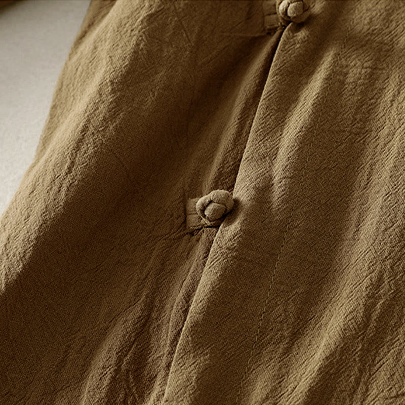 Cotton Asymmetrical Frog-Button Mindful Meditation Shirt