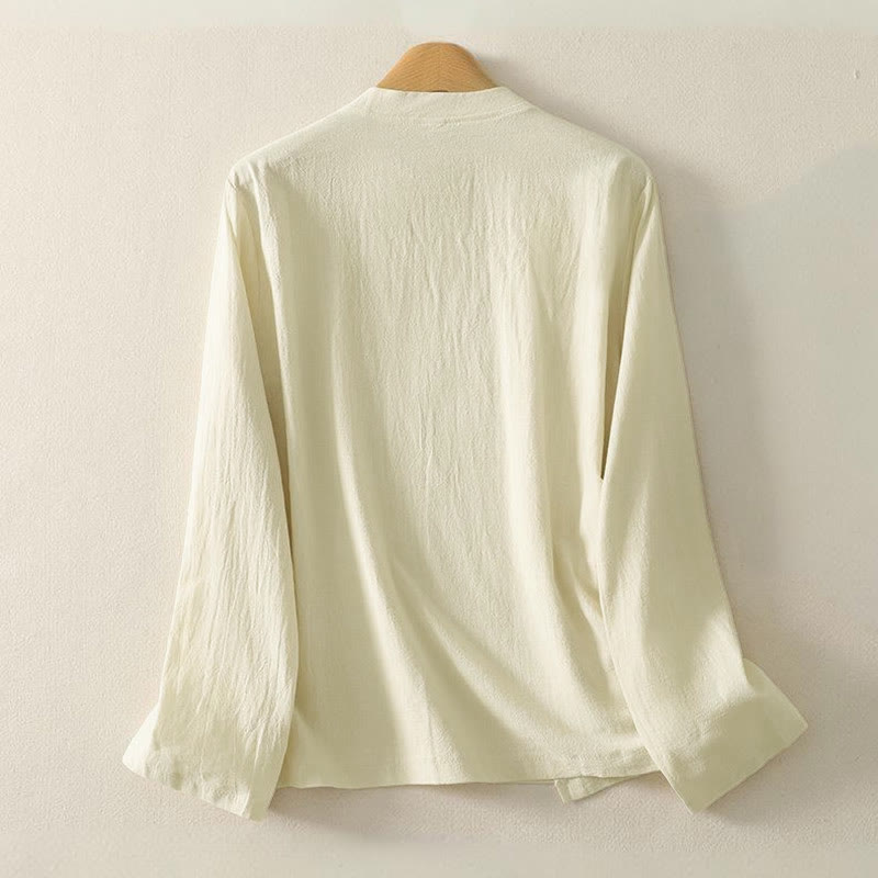 Cotton Asymmetrical Frog-Button Mindful Meditation Shirt