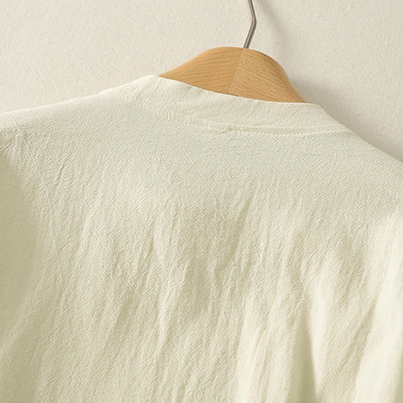 Cotton Asymmetrical Frog-Button Mindful Meditation Shirt