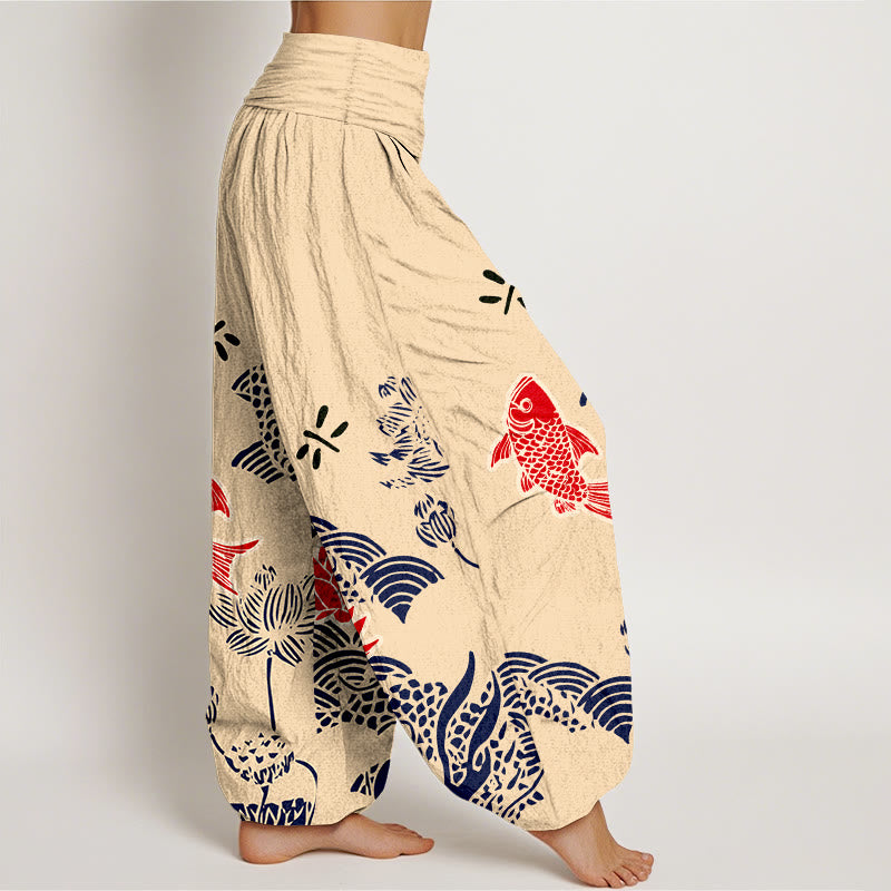 Pure Cotton Lotus Print Mindful Movement Women's Harem Pants