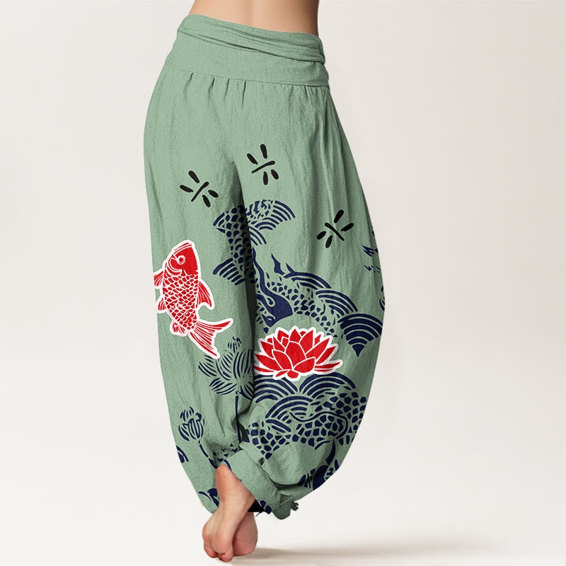Pure Cotton Lotus Print Mindful Movement Women's Harem Pants