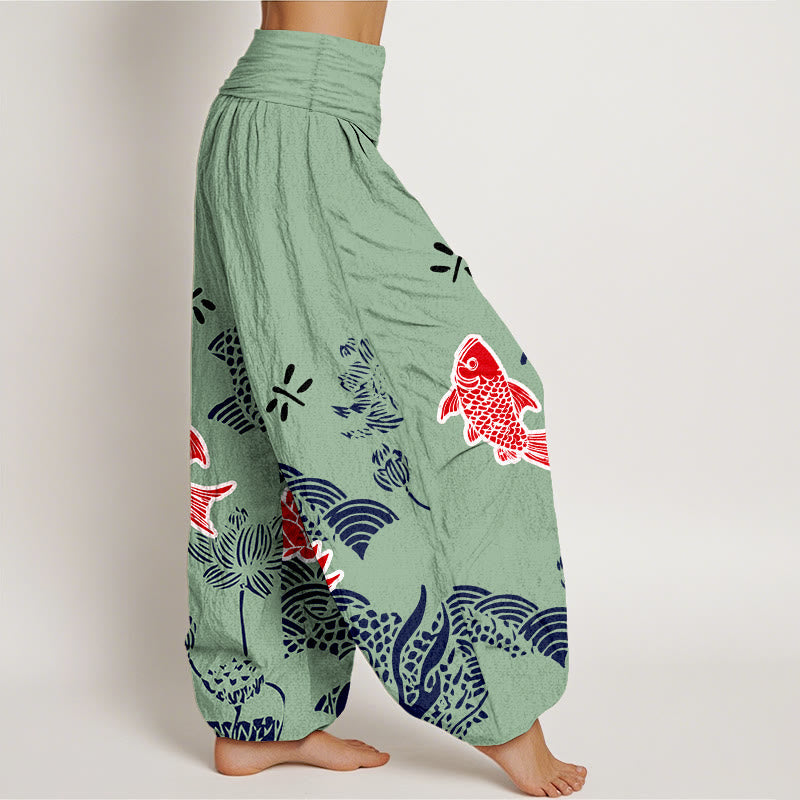 Pure Cotton Lotus Print Mindful Movement Women's Harem Pants