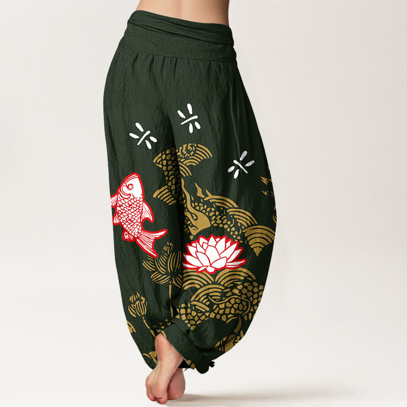 Pure Cotton Lotus Print Mindful Movement Women's Harem Pants