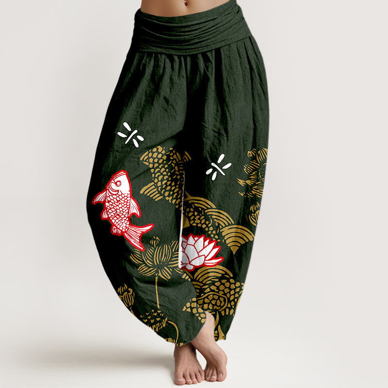 Pure Cotton Lotus Print Mindful Movement Women's Harem Pants