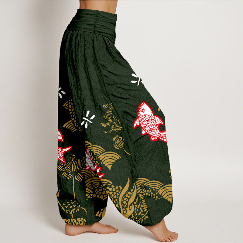 Pure Cotton Lotus Print Mindful Movement Women's Harem Pants