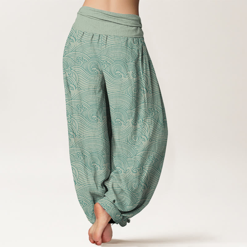 Tactile Cotton Wave Pattern Mindful Movement Harem Pants