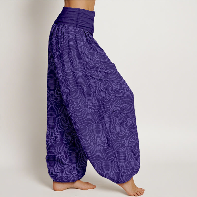 Tactile Cotton Wave Pattern Mindful Movement Harem Pants