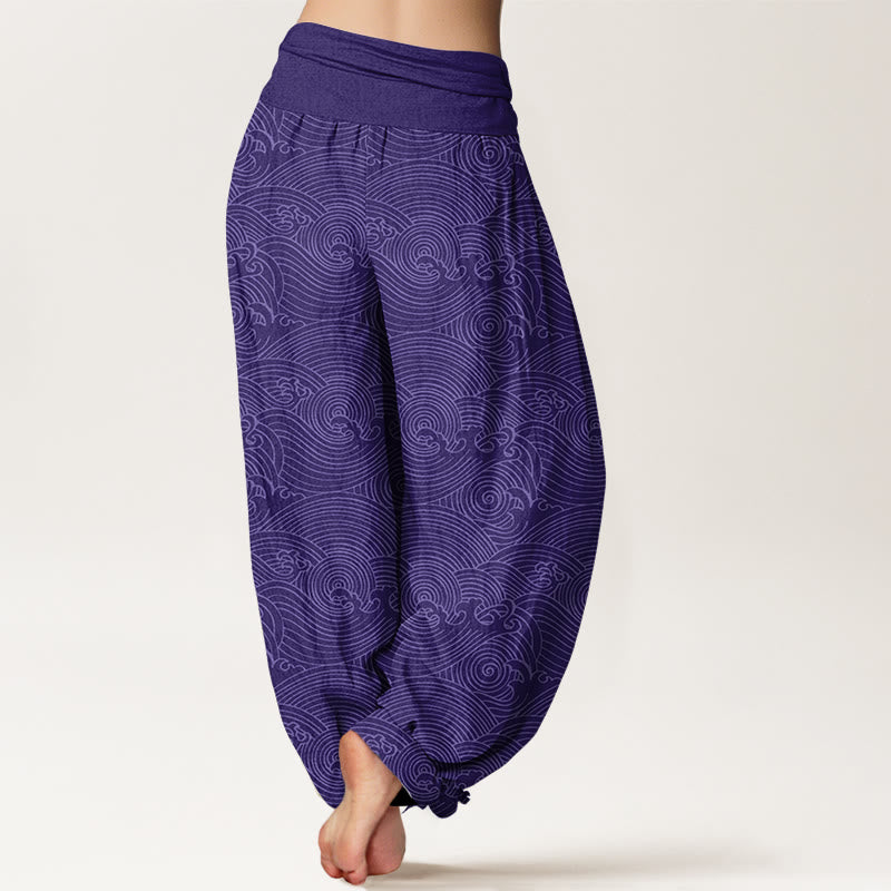 Tactile Cotton Wave Pattern Mindful Movement Harem Pants
