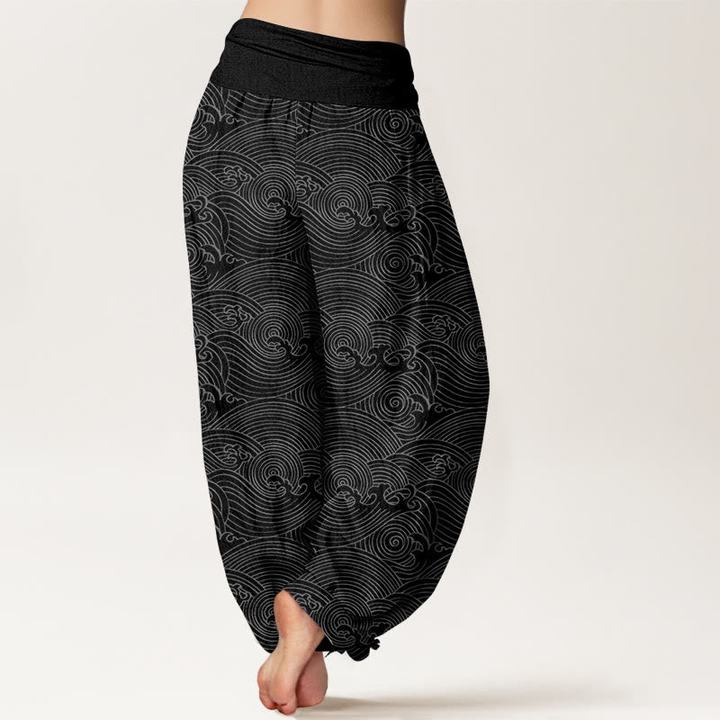 Tactile Cotton Wave Pattern Mindful Movement Harem Pants