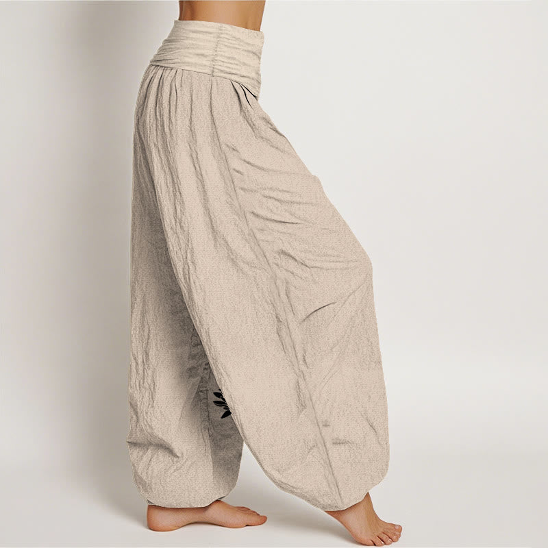 Tactile Cotton Lotus Print Meditation Harem Pants