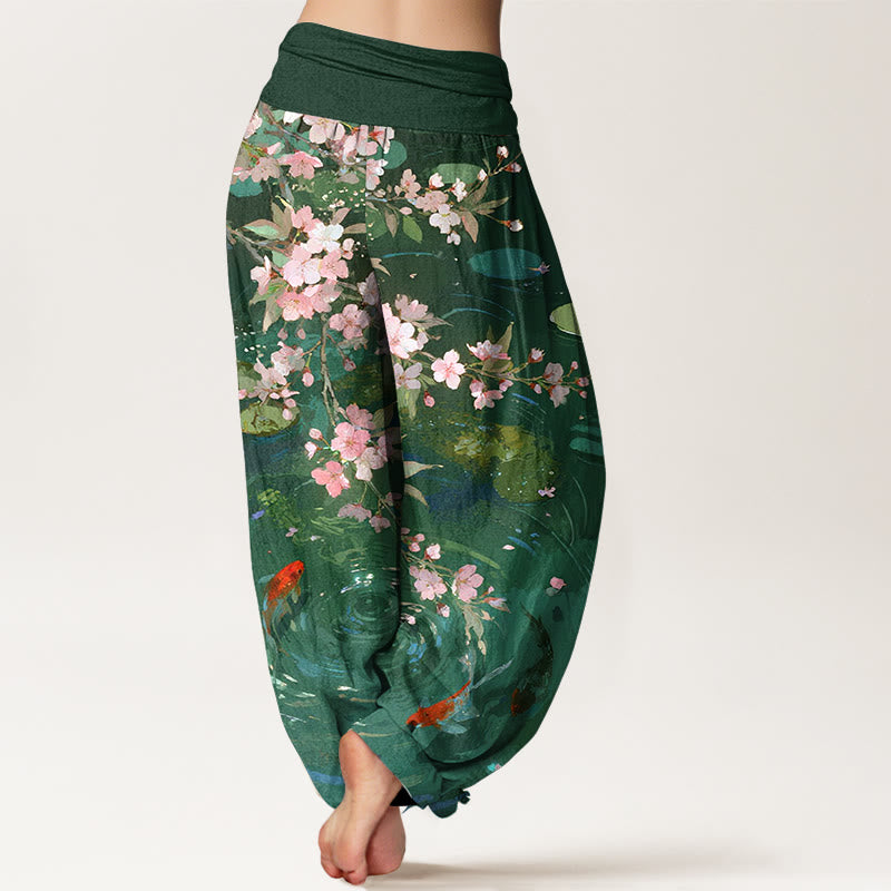 Tactile Cotton Nature Print Elastic Waist Meditation Harem Pants