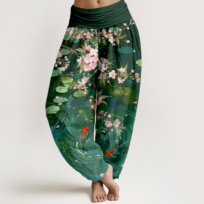 Tactile Cotton Nature Print Elastic Waist Meditation Harem Pants