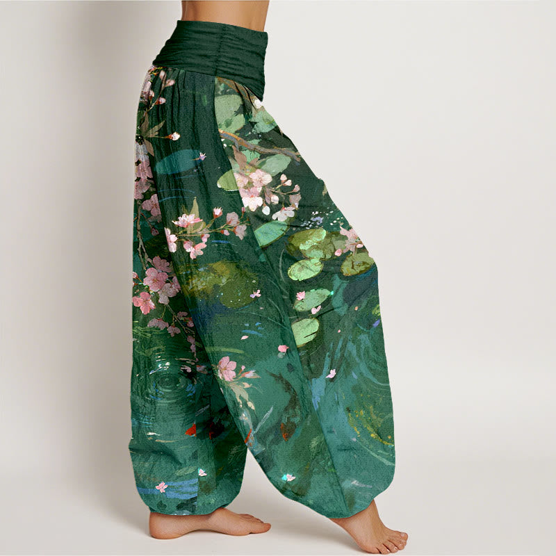 Tactile Cotton Nature Print Elastic Waist Meditation Harem Pants