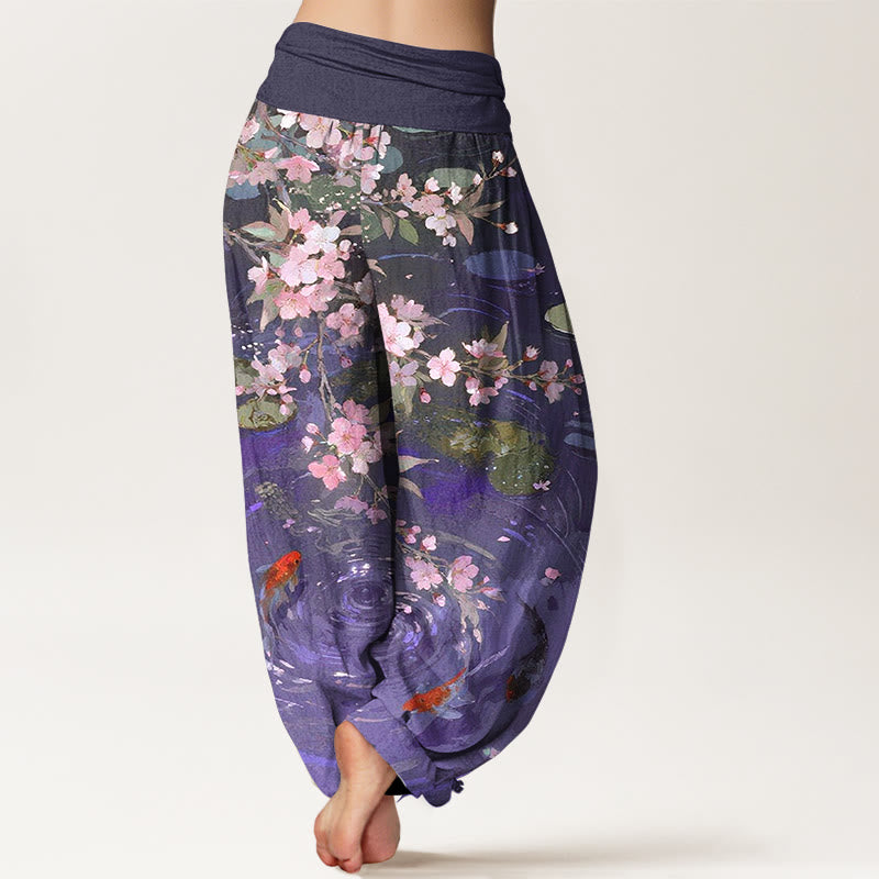 Tactile Cotton Nature Print Elastic Waist Meditation Harem Pants