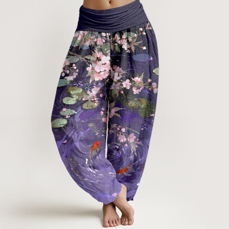 Tactile Cotton Nature Print Elastic Waist Meditation Harem Pants