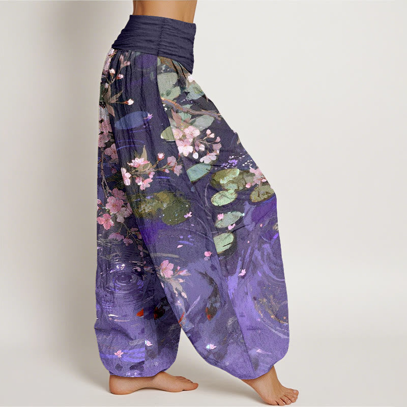 Tactile Cotton Nature Print Elastic Waist Meditation Harem Pants