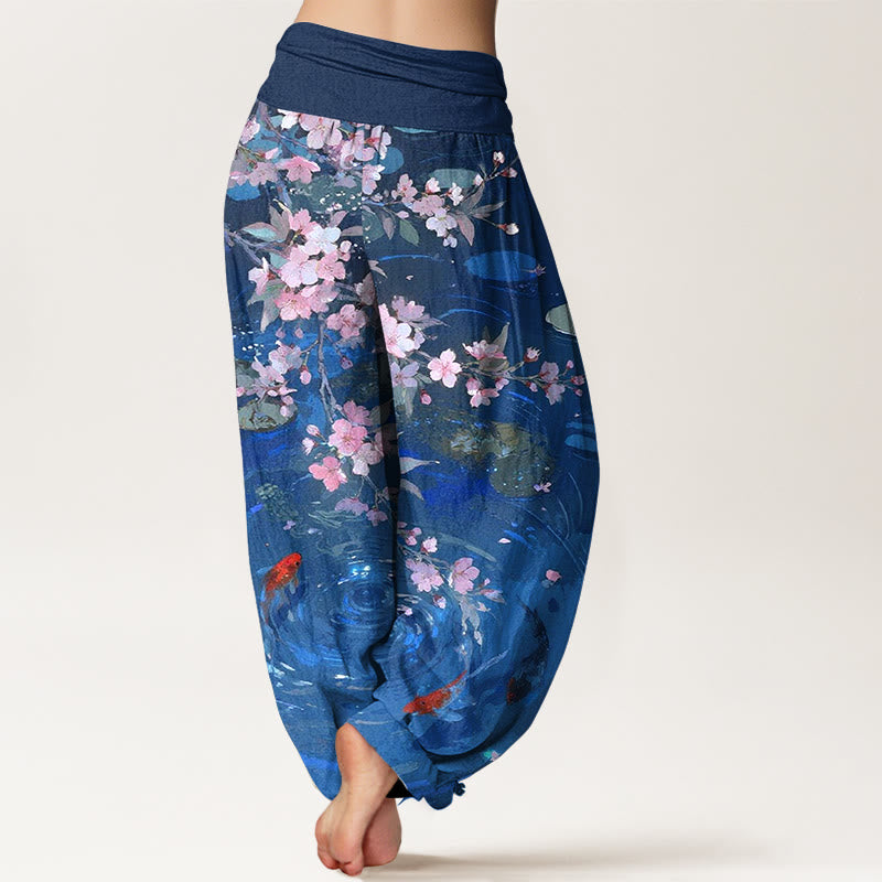 Tactile Cotton Nature Print Elastic Waist Meditation Harem Pants