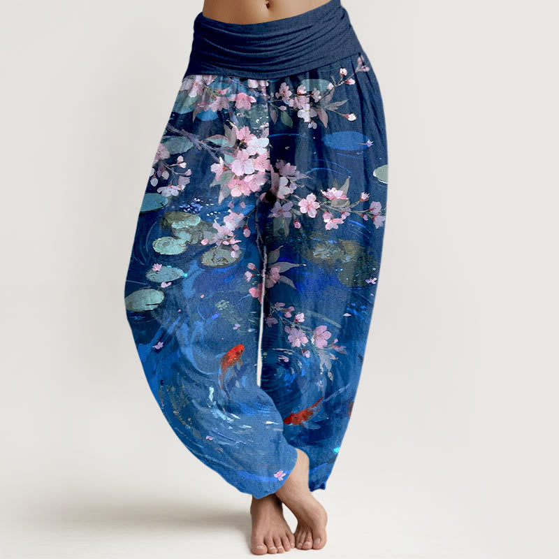 Tactile Cotton Nature Print Elastic Waist Meditation Harem Pants