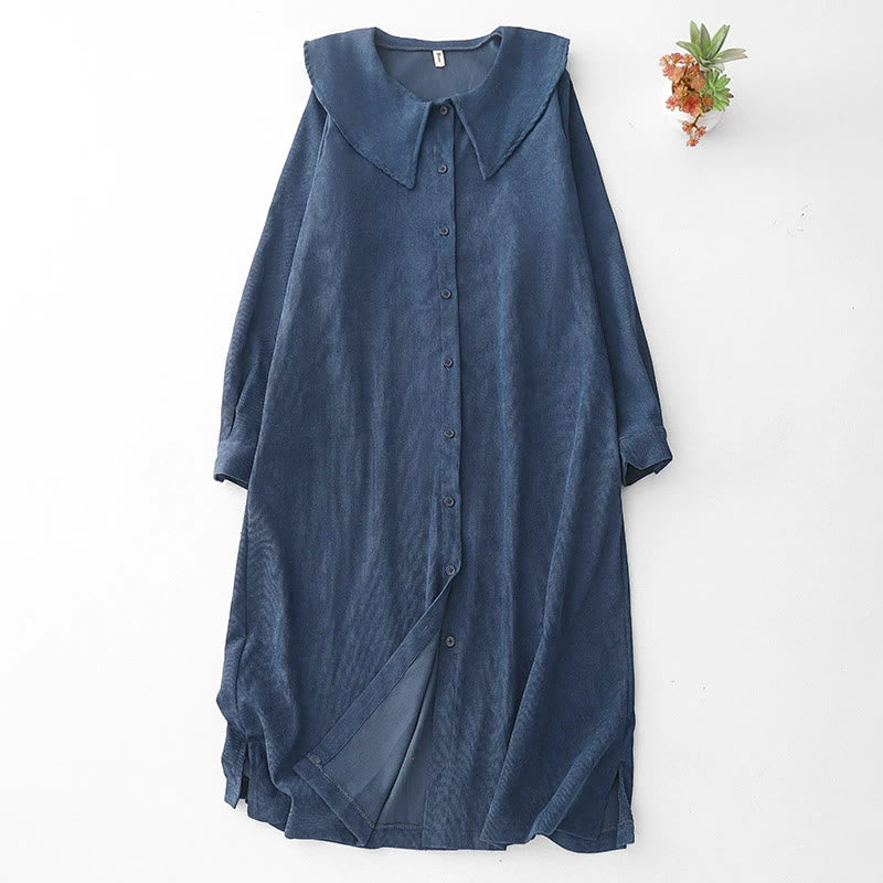 Tactile Corduroy Long Sleeve Mindful Midi Dress
