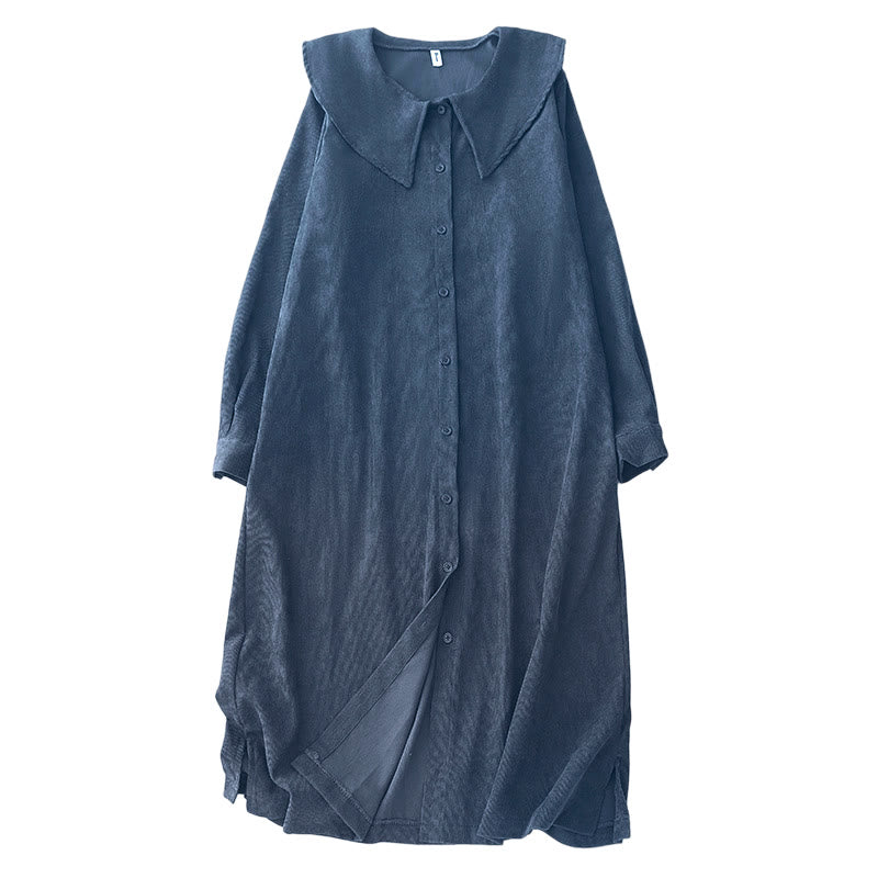 Tactile Corduroy Long Sleeve Mindful Midi Dress