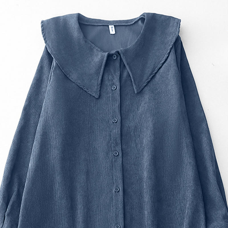 Tactile Corduroy Long Sleeve Mindful Midi Dress