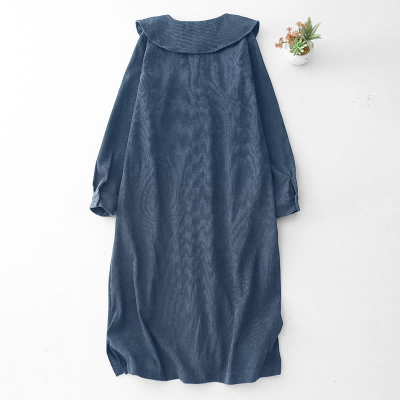 Tactile Corduroy Long Sleeve Mindful Midi Dress