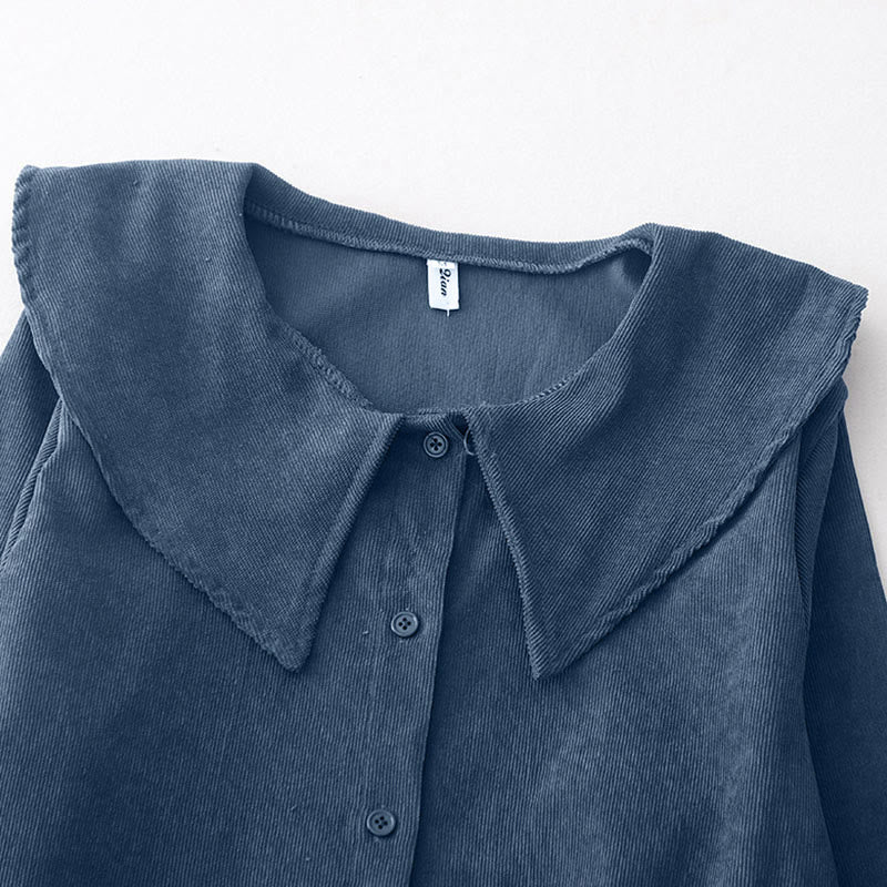 Tactile Corduroy Long Sleeve Mindful Midi Dress