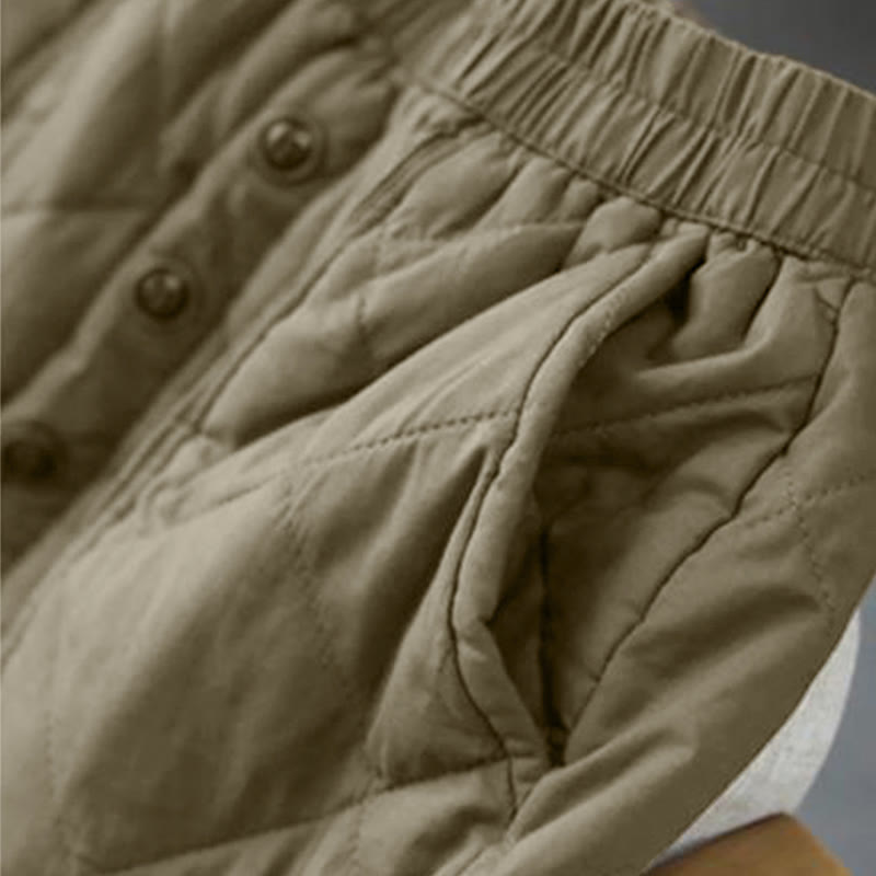 Women's Plain Cotton Padded Thermal 7-8 Length Skirt With Pockets