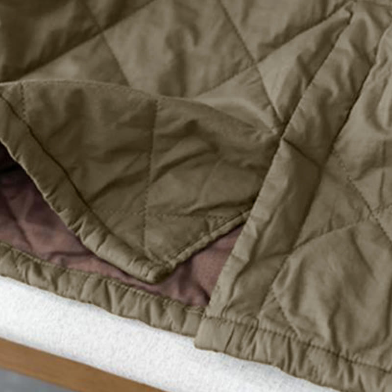 Women's Plain Cotton Padded Thermal 7-8 Length Skirt With Pockets