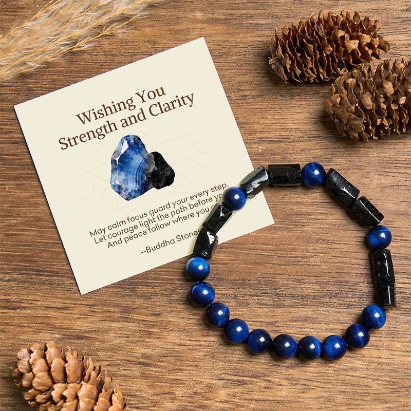 "Wishing You Strength and Clarity" Blue Tiger Eye Bracelet Includes Gift Message Card