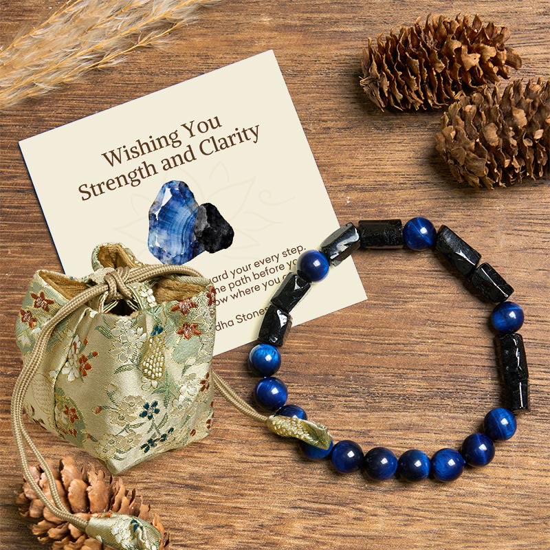 "Wishing You Strength and Clarity" Blue Tiger Eye Bracelet Includes Gift Message Card