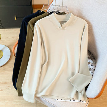 Tactile Cotton Stand-Collar Mindful Meditation Shirt