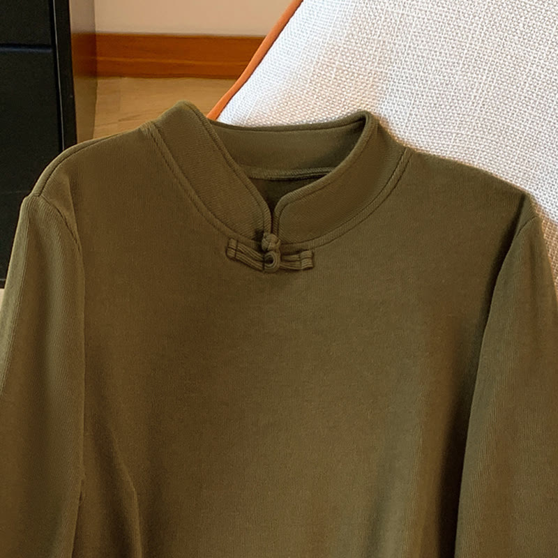 Tactile Cotton Stand-Collar Mindful Meditation Shirt