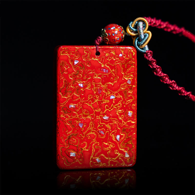 Handcrafted Lacquer Craft Sandalwood Protection Pendant Necklace