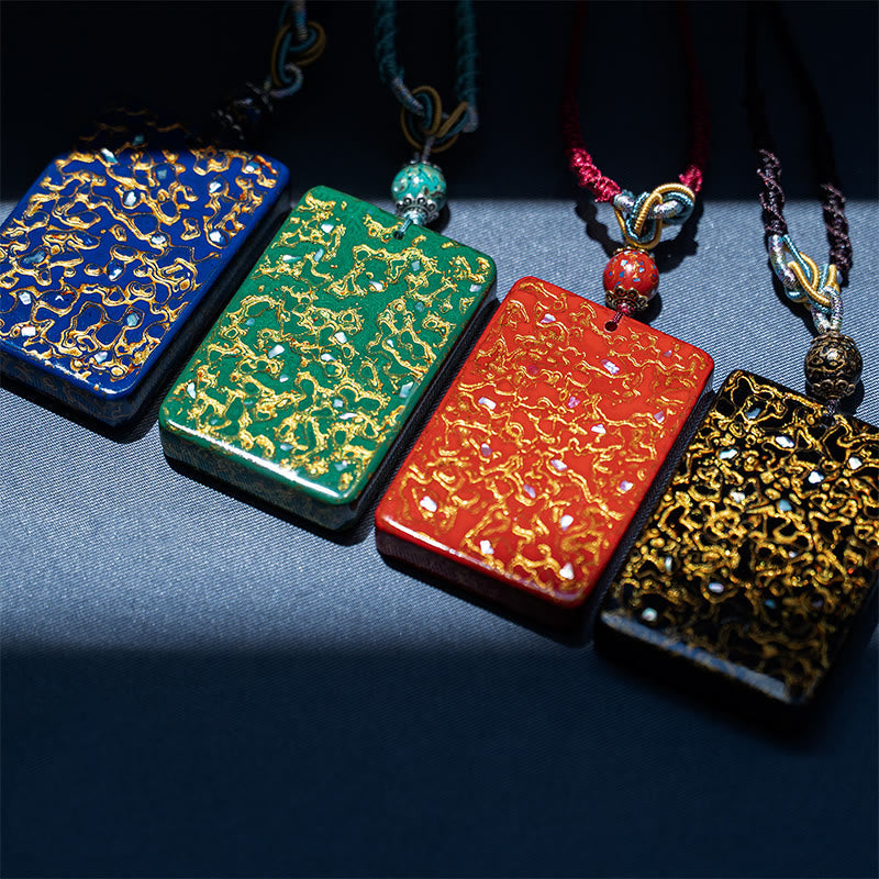 Handcrafted Lacquer Craft Sandalwood Protection Pendant Necklace