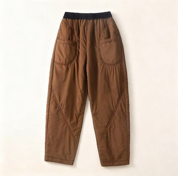 Women's Winter Plain Elastic Waist Design Thickened Harem Pants With Pockets