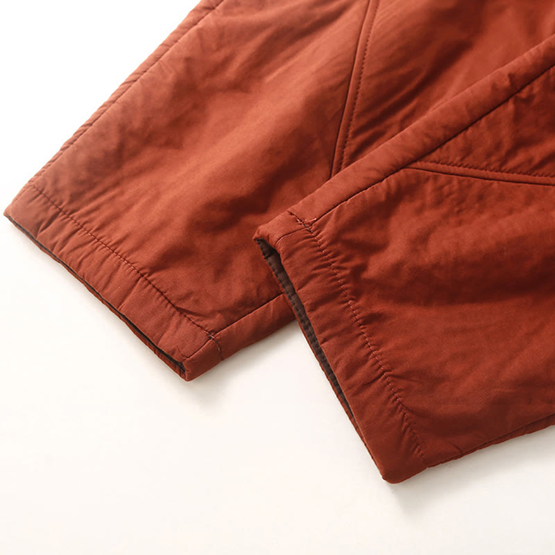 Women's Winter Plain Elastic Waist Design Thickened Harem Pants With Pockets