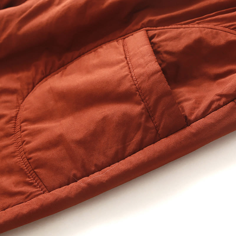 Women's Winter Plain Elastic Waist Design Thickened Harem Pants With Pockets