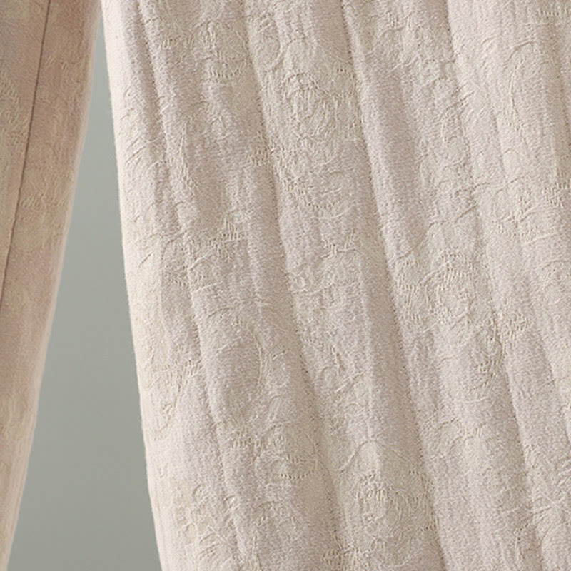 Jacquard Cotton-padded Women's Wide Leg Thermal Ankle-Length Pants With Pockets