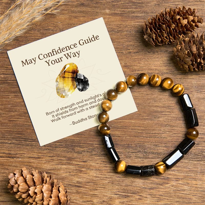 "May Confidence Guide Your Way" Black Tourmaline Bracelet Includes Gift Message Card