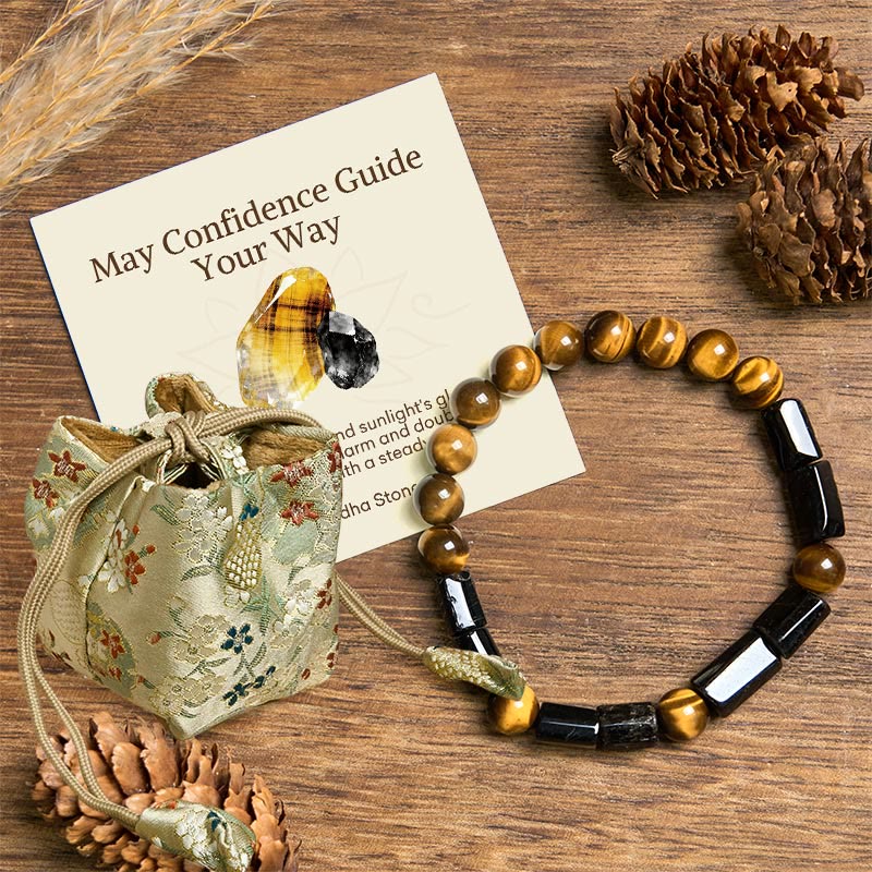 "May Confidence Guide Your Way" Black Tourmaline Bracelet Includes Gift Message Card